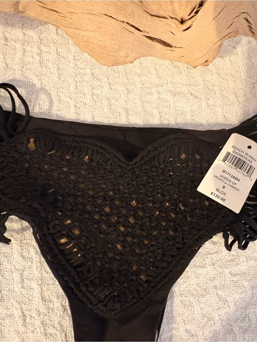 Beach Bunny Black Crochet Heart Bikini Bottoms